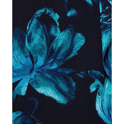 XSCAPE Blue Evening Gown Floral Chiffon Ruffled One Shoulder Maxi Dress Size 16W