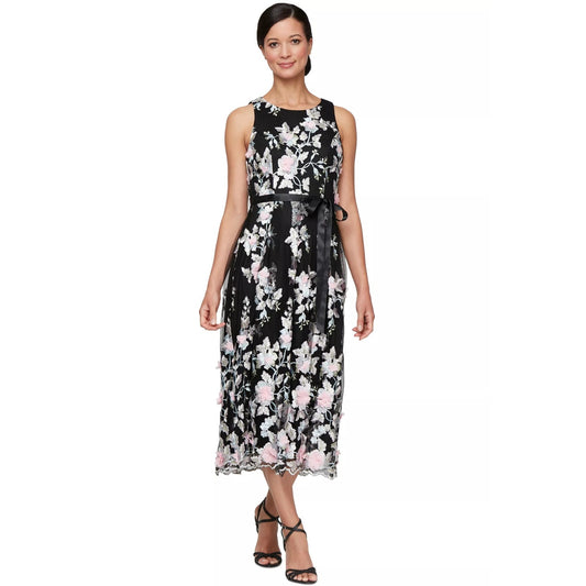 Alex Evenings Sleeveless Floral Embroidered Midi Dress, Size 12, MSRP: 199$