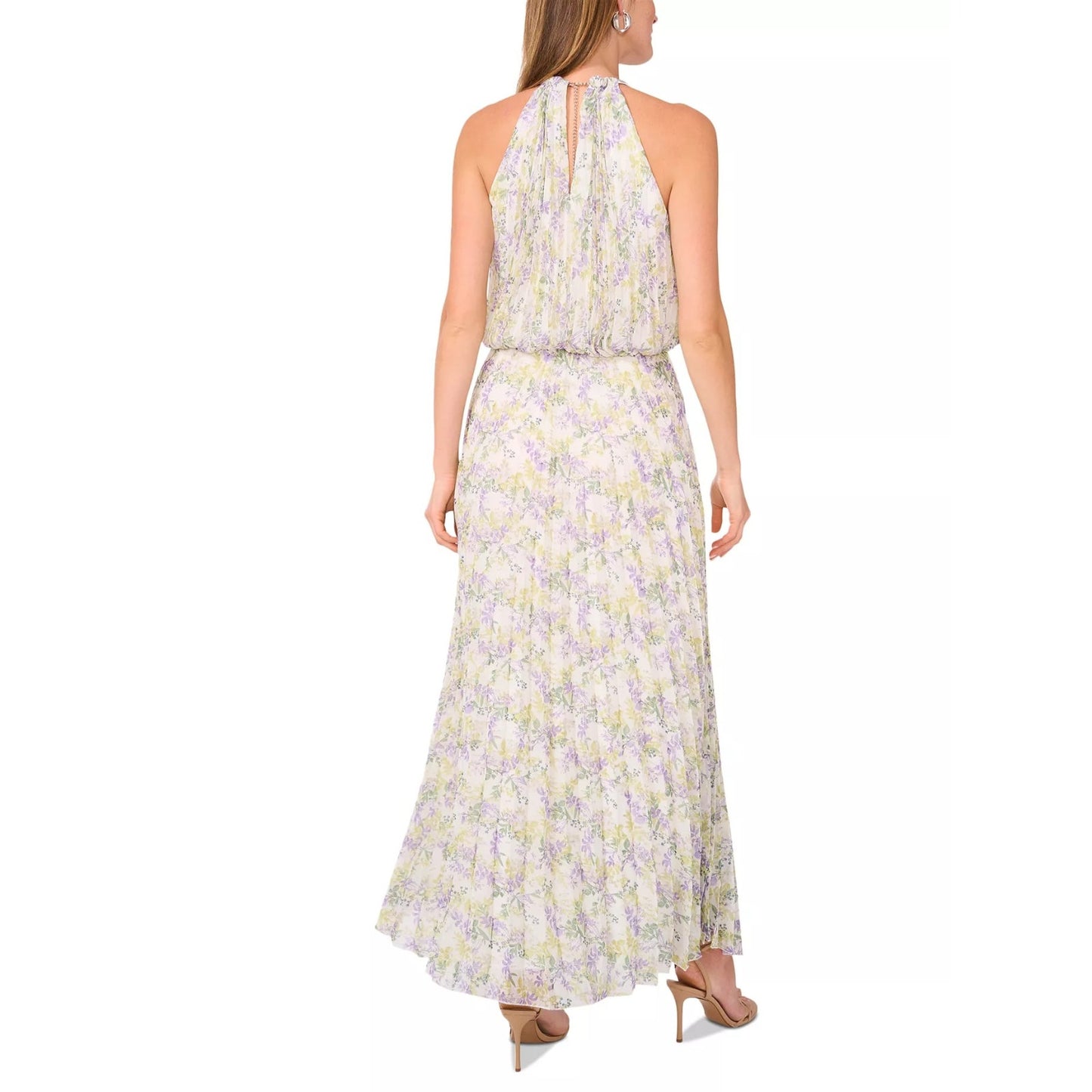MSK Women's ivory Bloused-Waist Pleated Floral-Print Dress Size 12, MSRP: 129$
