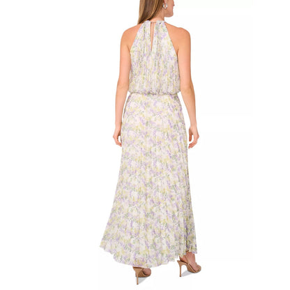 MSK Women's ivory Bloused-Waist Pleated Floral-Print Dress Size 12, MSRP: 129$