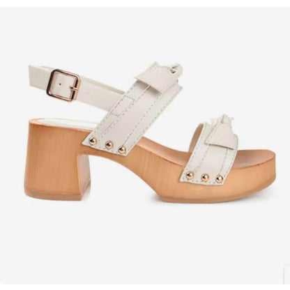 Journee Womens Tia Double Bow Accent Clog Sandals White Size 9, new in box