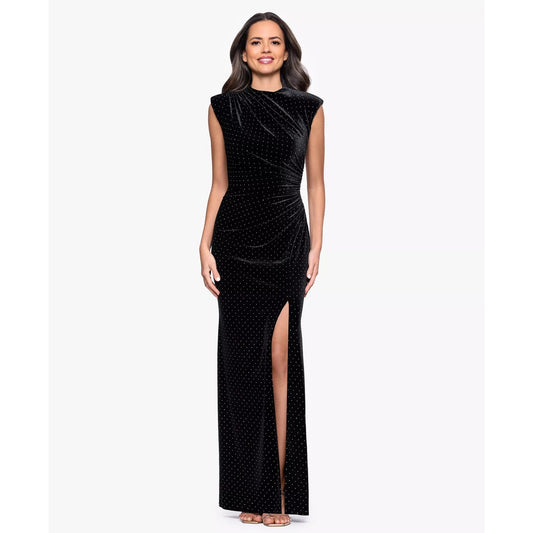 Betsy & Adam Women's Long Studded Velvet Gown, Size 2P. New, MSRP: 279$