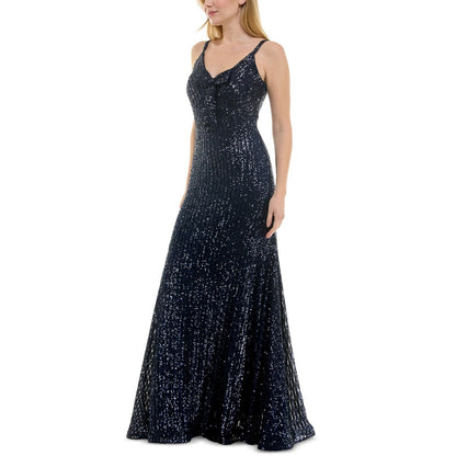 Taylor Women's Sequined Bow-Trim V-Neck Sleeveless Gown Size 8, MSRP: 248$