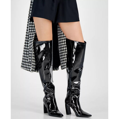 I.n.c. International Concepts Women's Orisa Over-the-Knee Boots, Black Patent,7M