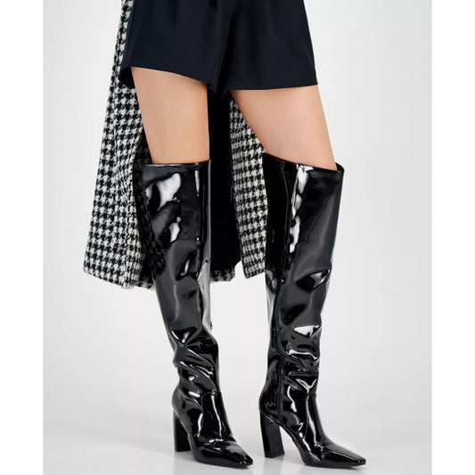 I.n.c. International Concepts Women's Orisa Over-the-Knee Boots, Black Patent,7M