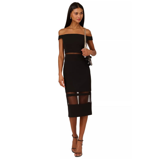 Adrianna Papell Women's Knit Crepe Midi Dress Black 6, NWT, MSRP: 199$
