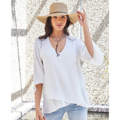 Karen Kane Elegant white flutter sleeve top, Small, NWT, Size L, MSRP: 98$