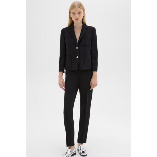 Theory Women's Shrunken Patch Pocket Blazer,admiral crepe, 100% Silk, Size 2 NWT