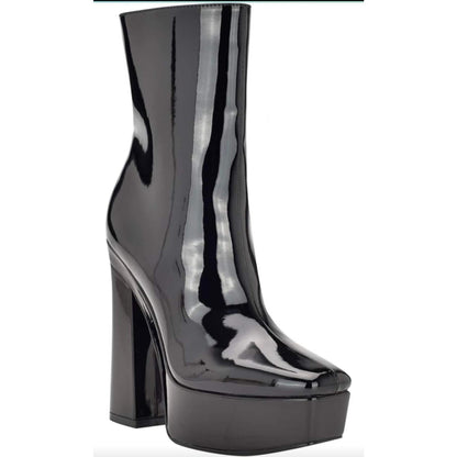 Guess Womens Byra Black Patent Block Heels Shoes SIZE 8