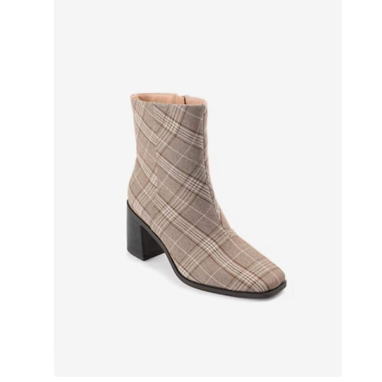 Journee Collection Women Sloann Square Toe Boot in Brown/Plaid Size 11