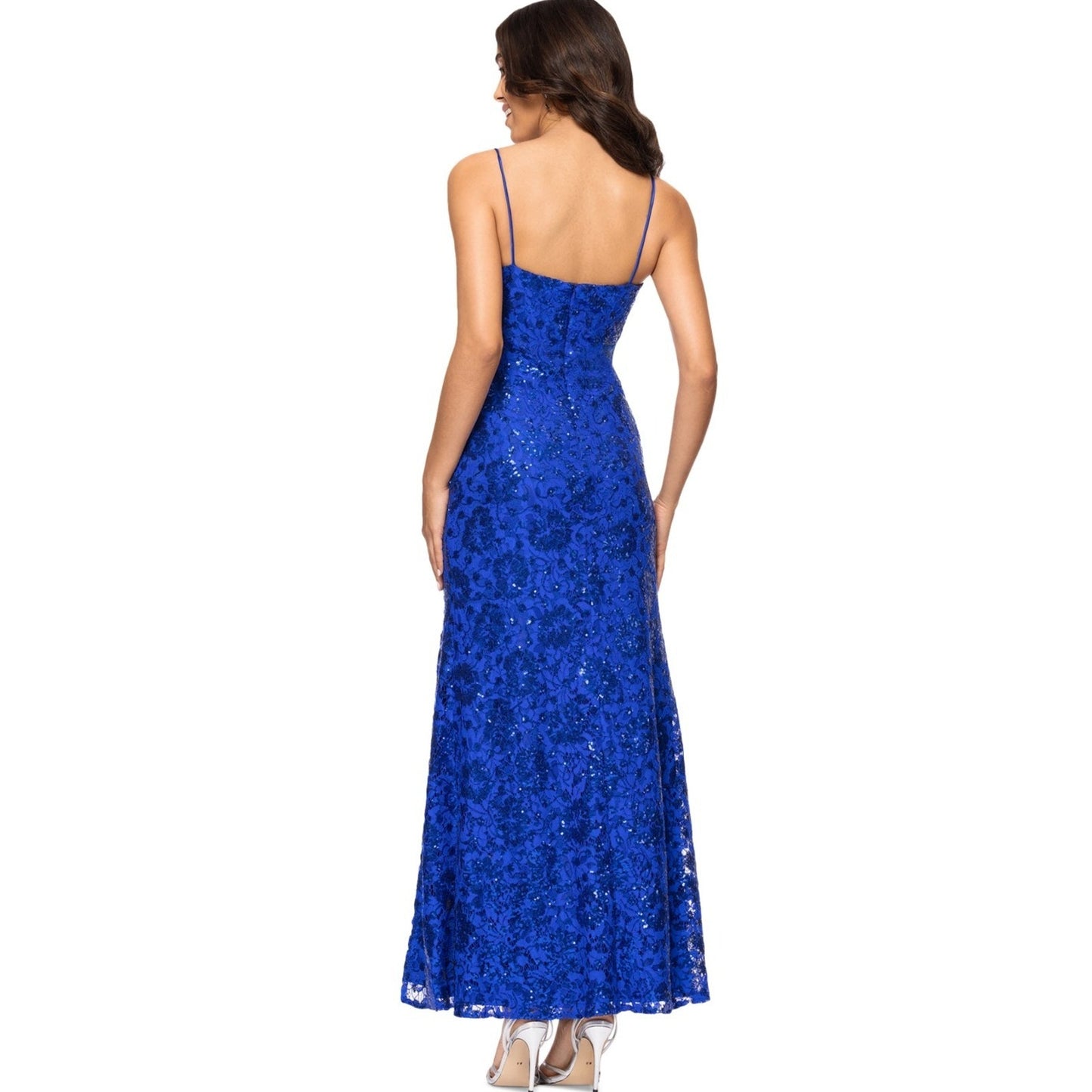 Betsy & Adam Women's Sequin Lace Sleeveless Gown - Royal, Size 18 , MSRP: 199$