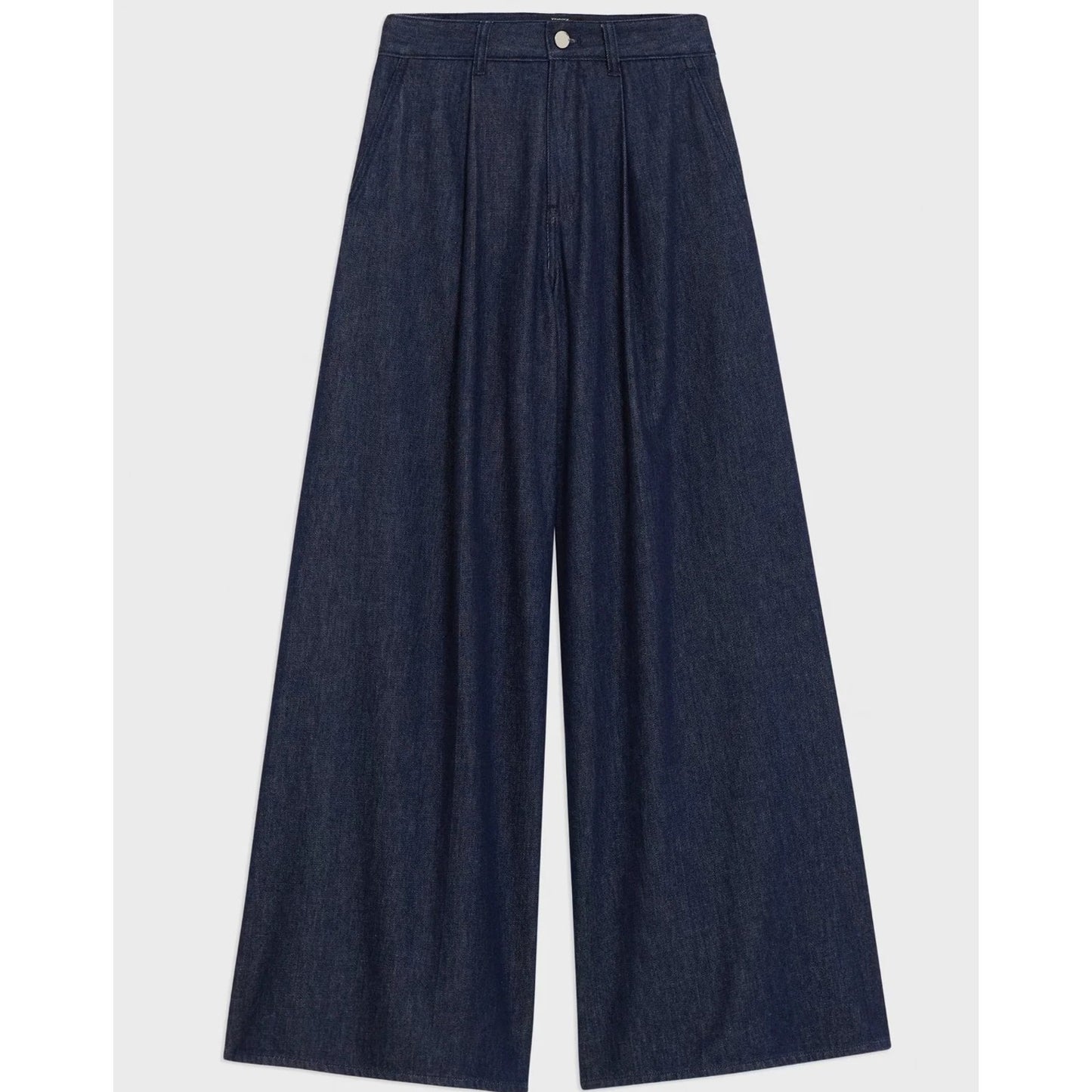 THEORY Pleated Wide-Leg Pant in Denim Jeans Indigo Drape Denim, 24 ,MSRP 295$