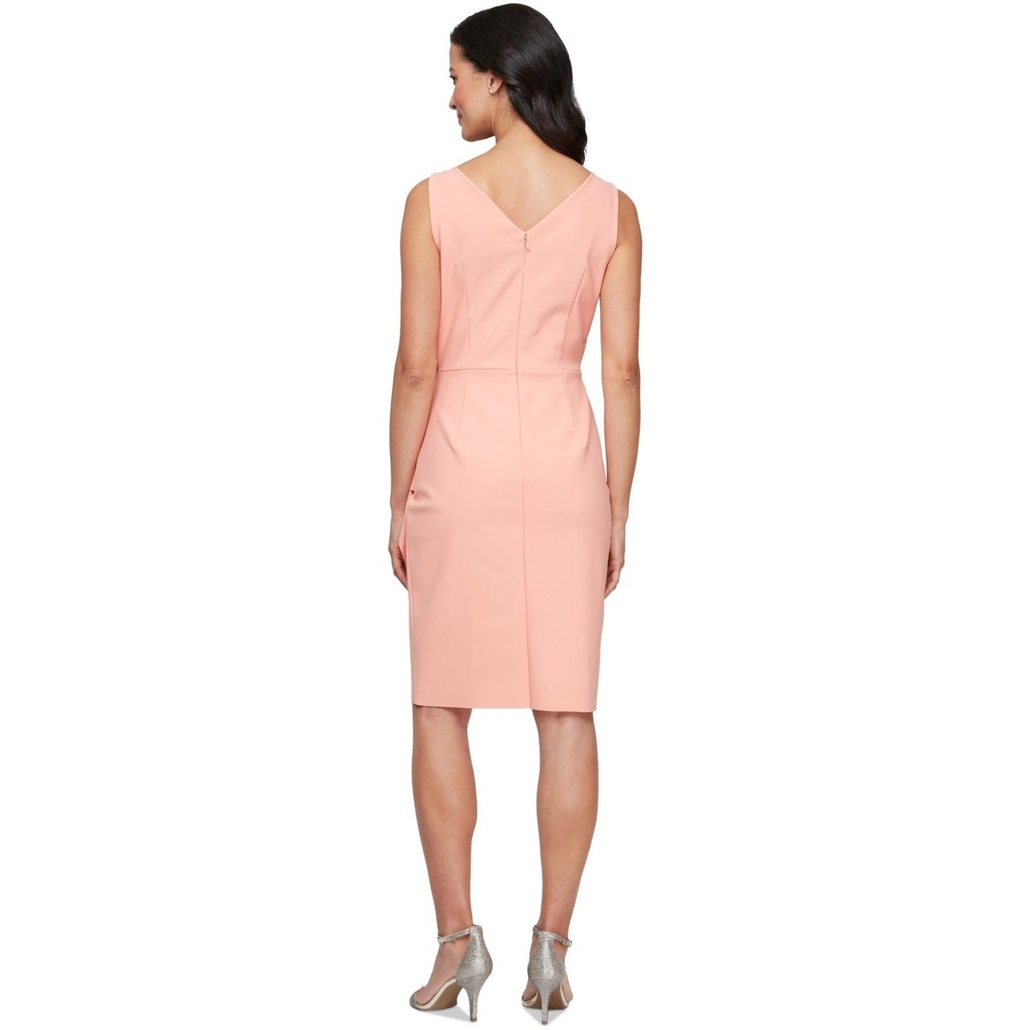 Alex Evenings Women Compression Embellished Ruched Sheath Dress Size 10, Apricot