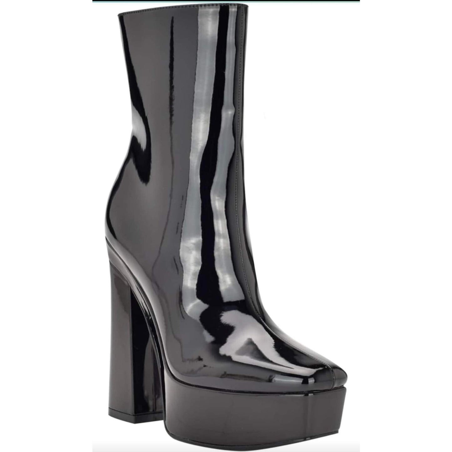 Guess Womens Byra Black Patent Block Heels Shoes SIZE 8