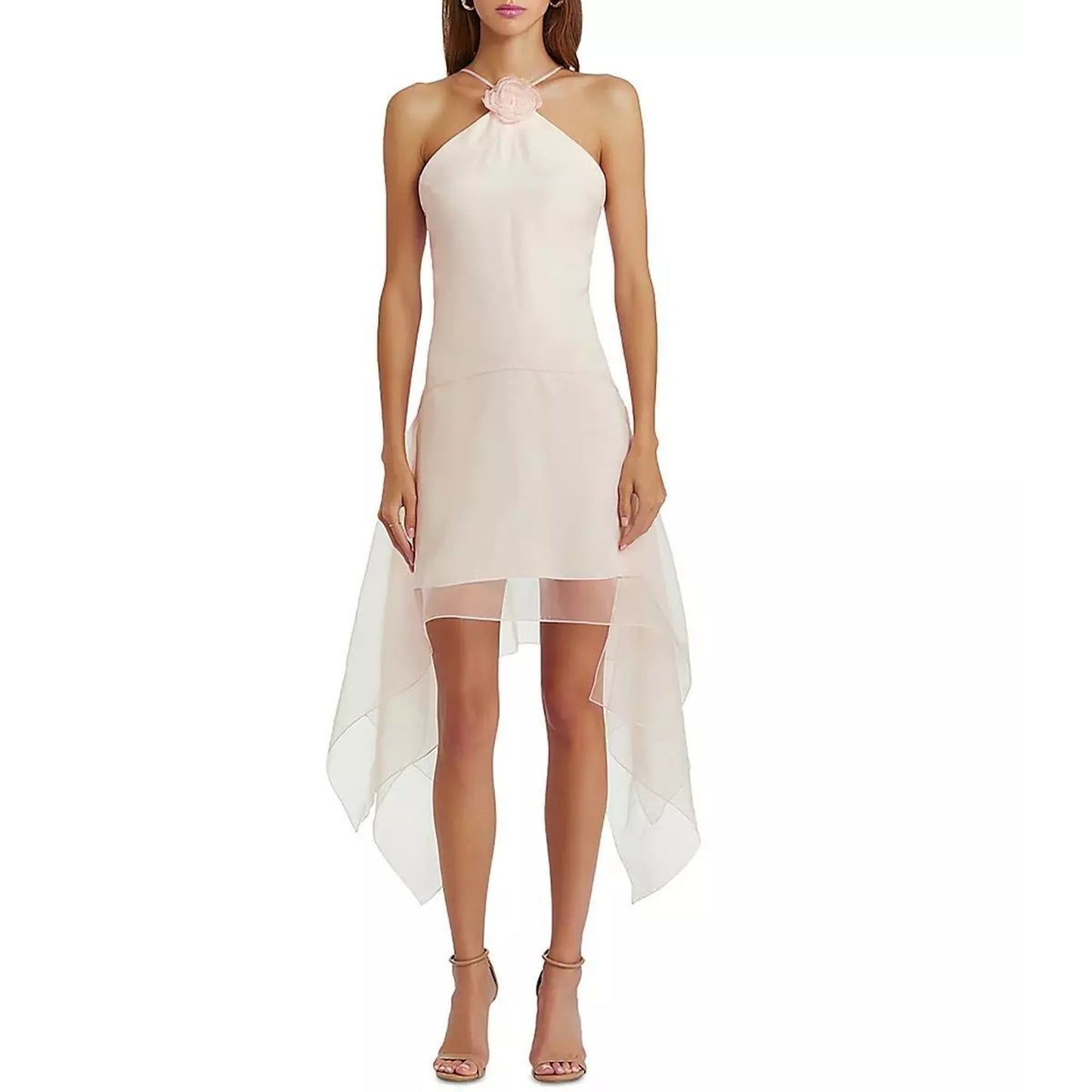 Amanda Uprichard Womens Natalie Mini Rosette Drapey Halter Dress, Size S, NWT