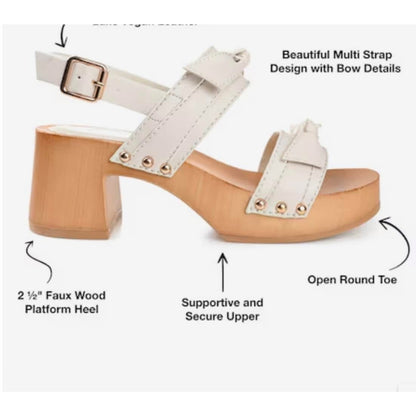 Journee Womens Tia Double Bow Accent Clog Sandals White Size 9, new in box