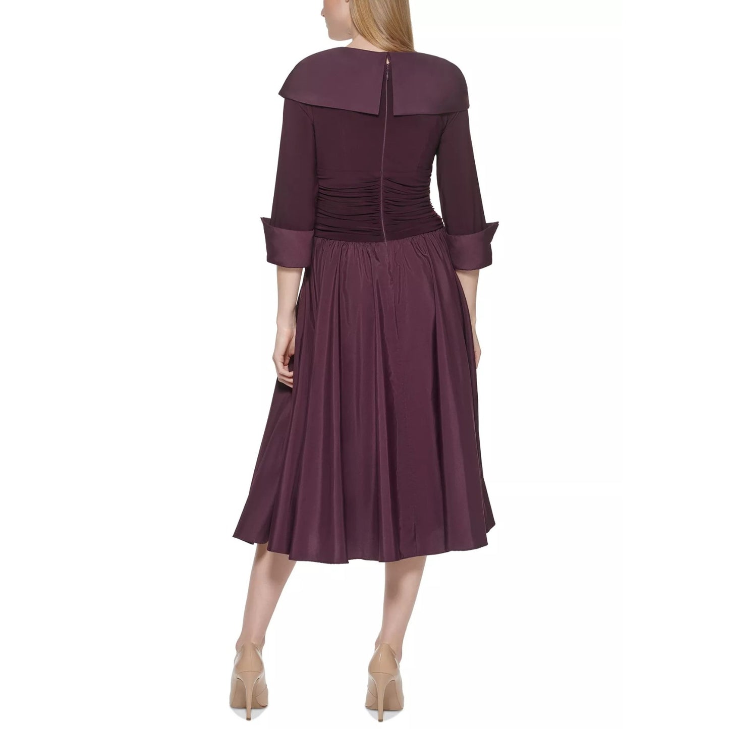 Jessica Howard Womens Purple 3/4-Sleeve Fit & Flare Dress Petite Size 4P
