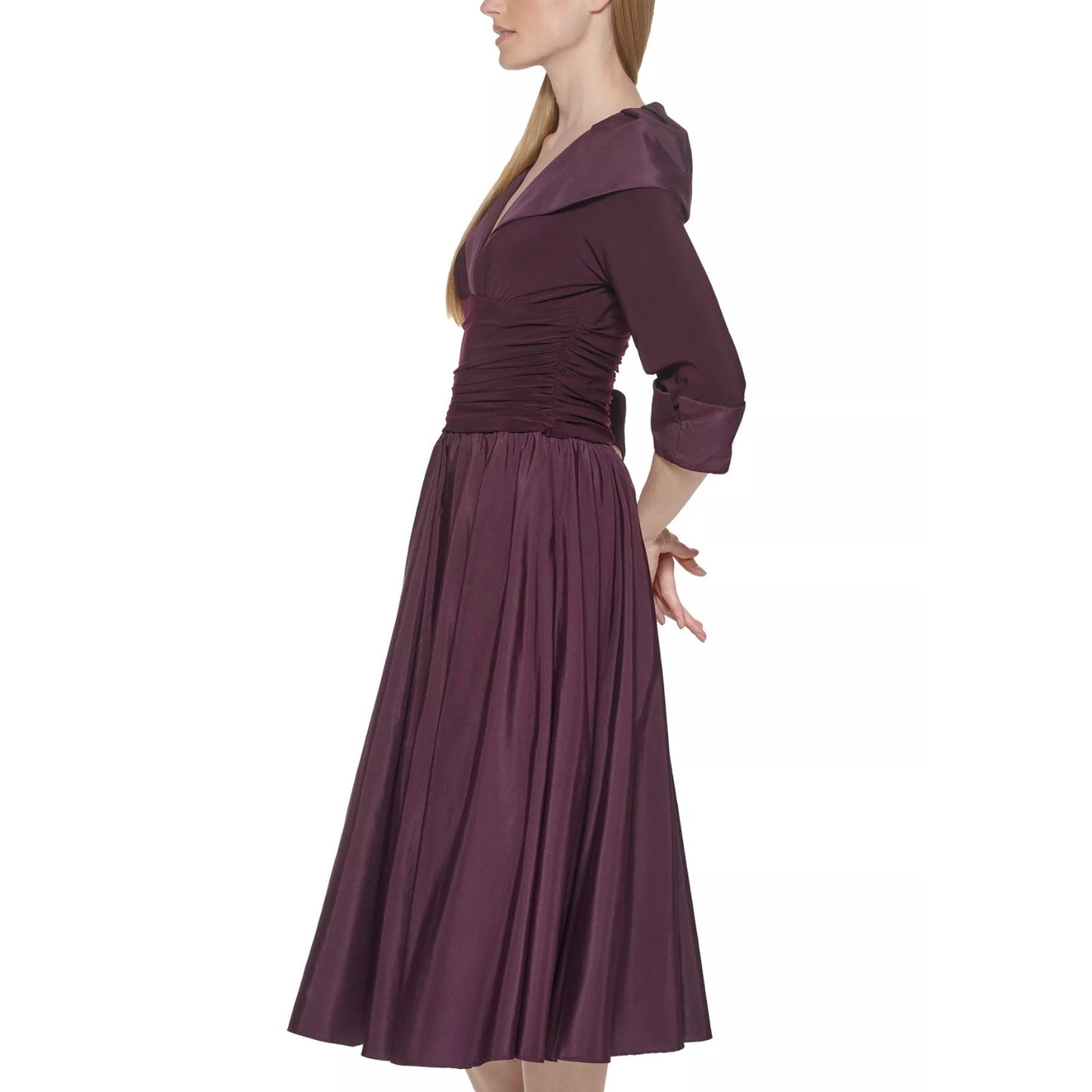 Jessica Howard Womens Purple 3/4-Sleeve Fit & Flare Dress Petite Size 4P