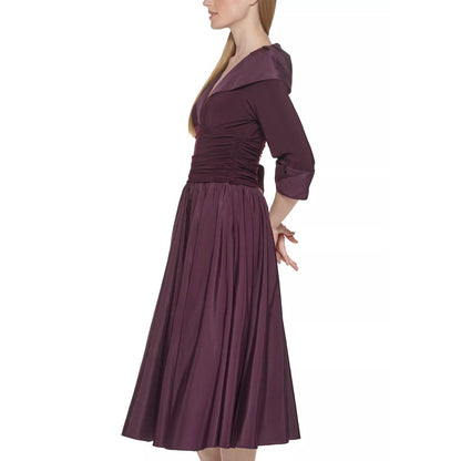Jessica Howard Womens Purple 3/4-Sleeve Fit & Flare Dress Petite Size 4P