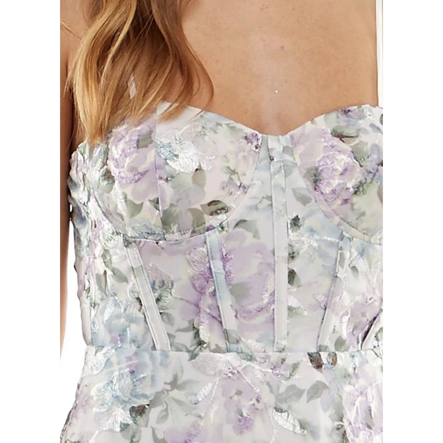 Trixxi Juniors' Floral-Embroidered Corset Gown, Lavenderflo, Size 5, MSRP: 179$