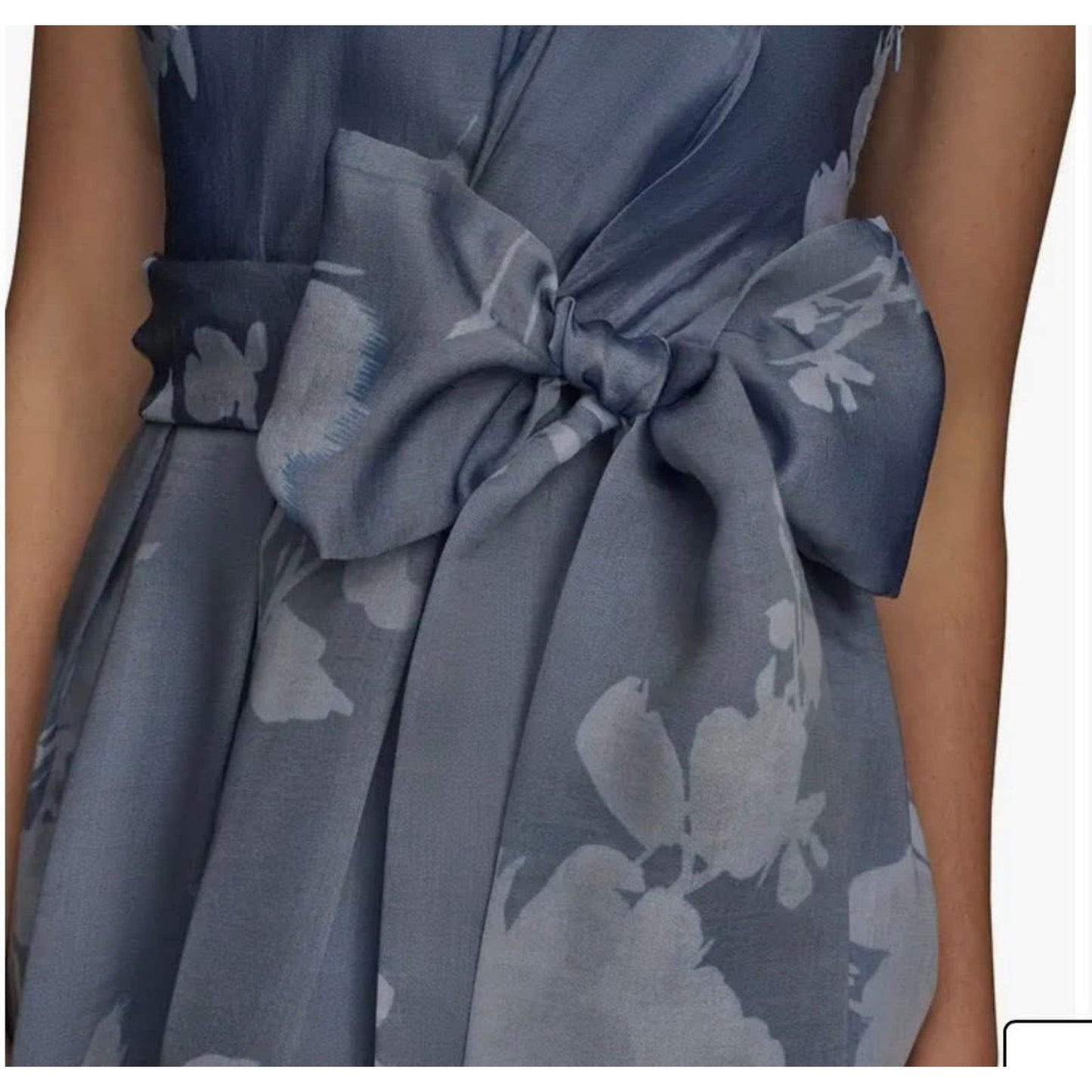 Donna Karan New York Women's Blue Floral Print Ball Strapless Gown Dress Size 6