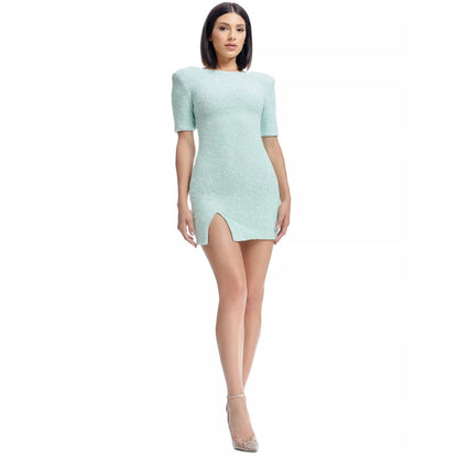 Dress The Population Maddox Short Sleeve Mini Sheath Dress - Sage, XL