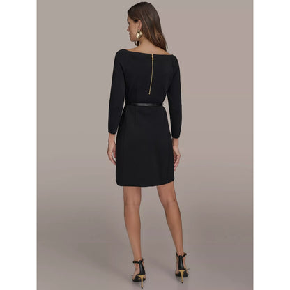 Donna Karan New York Women's Solid Belted Boat-Neck 3/4-Sleeve Dress, MSRP: 199$