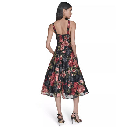 Eliza J Embroidered Floral Midi Dress Romantic Wedding Garden, 18W, MSRP: 288$
