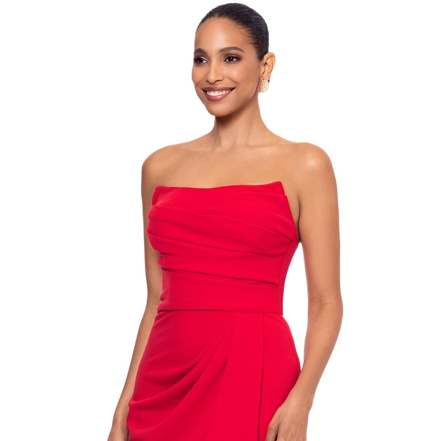 Betsy & Adam Red Strapless Scuba Crepe Gown Size14, MSRP: 249$