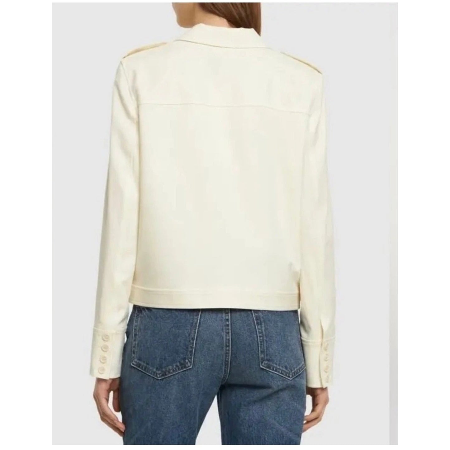 Theory Women's Boxy Military Jacket, Ivory size 6=12 retail $595.00, NWT