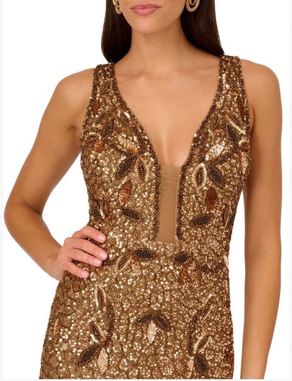 Liv Foster Womens Gold Metallic Mini Cocktail And Party Dress 12, Valued@ 395$