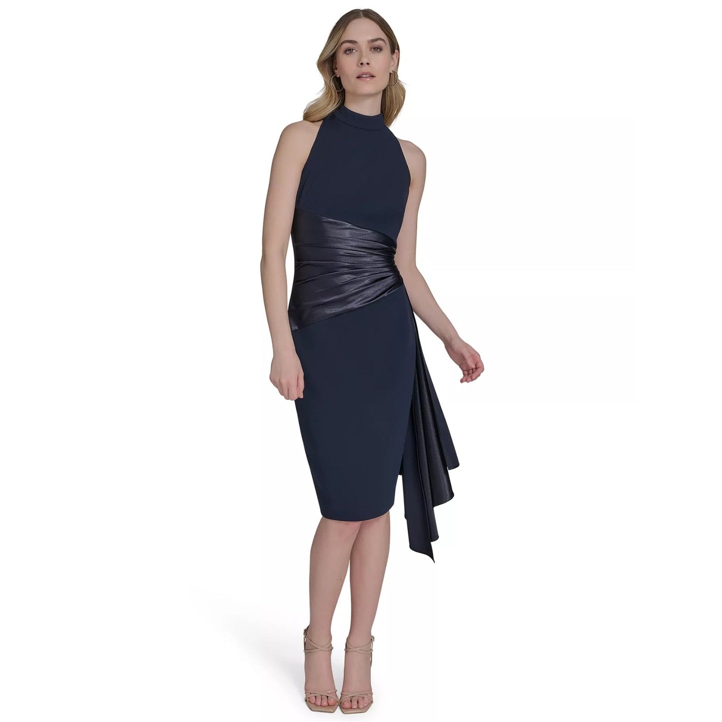 Eliza J Women's Waist-Wrap Scuba Sleeveless MIDI Dress - Navy-8, MSRP: 168 $