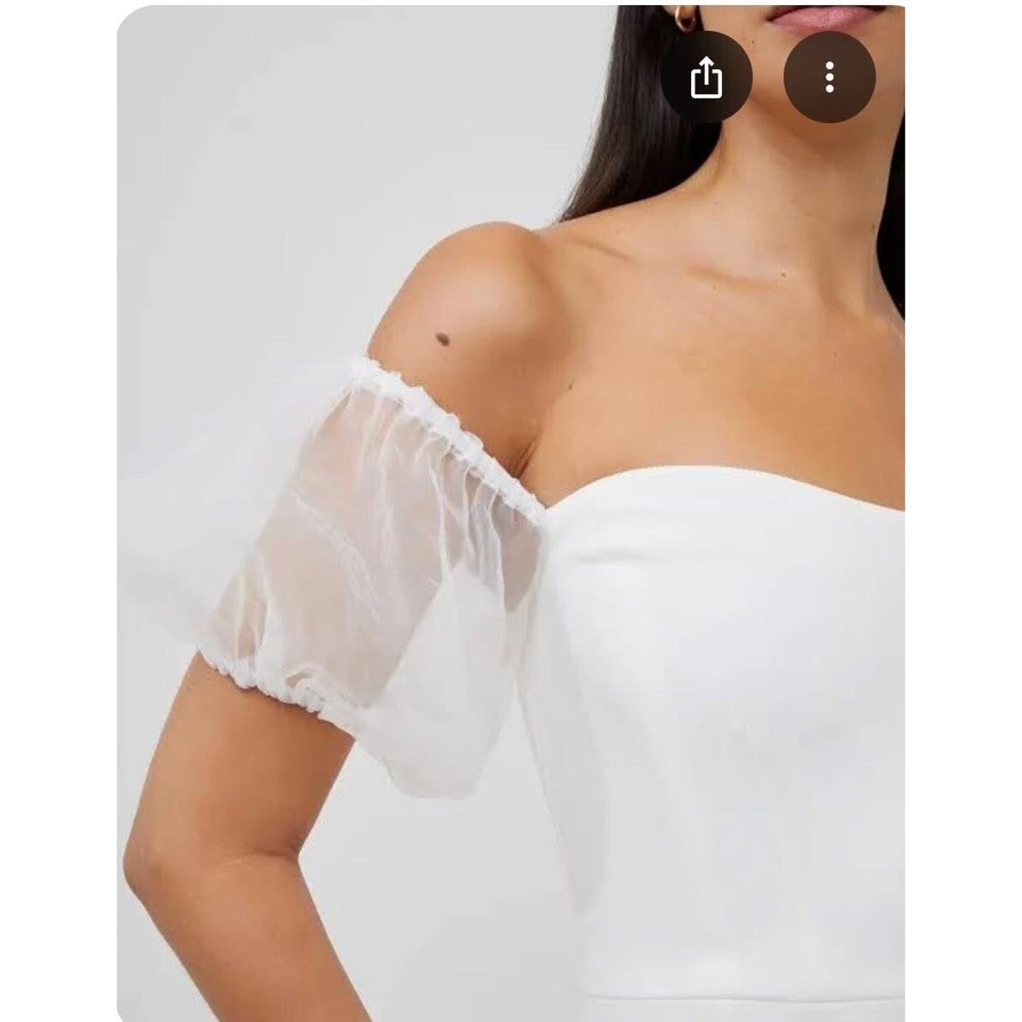 French Connection Whisper Puff Sleeve Dress Women's 4 Summer White Back Zip S/S
