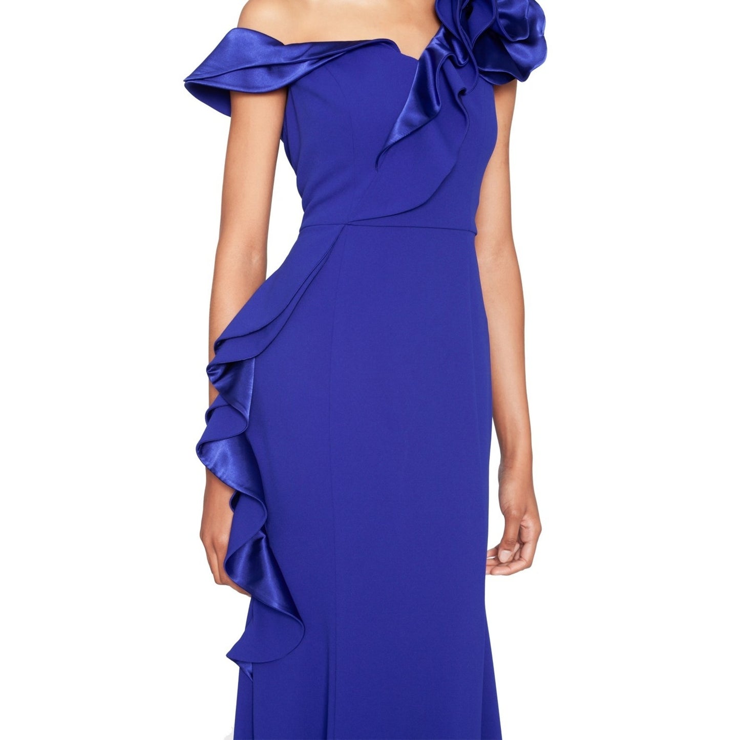 White Tie by Shani Asymmetric Ruffled Sleeveless Gown Women's Size 6, MSRP: 199$