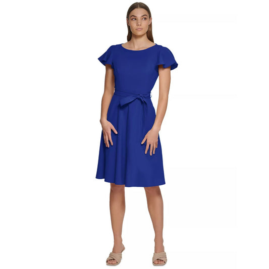 Calvin Klein Women's Flutter-Sleeve Tie-Waist Dress, Size 2, MSRP: 129$