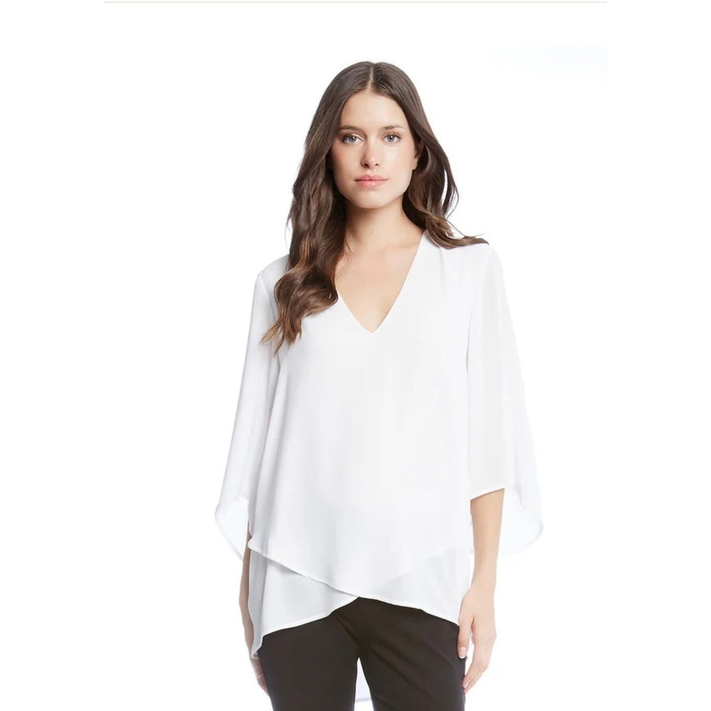 Karen Kane Elegant white flutter sleeve top, Small, NWT, Size L, MSRP: 98$