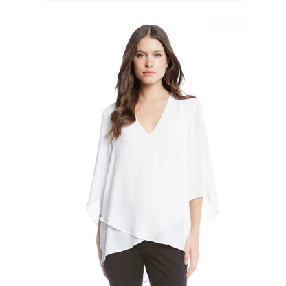 Karen Kane Elegant white flutter sleeve top, Small, NWT, Size L, MSRP: 98$