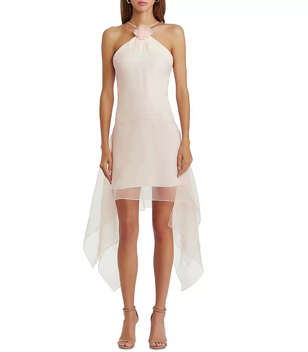 Amanda Uprichard Womens Natalie Mini Rosette Drapey Halter Dress, Size S, NWT
