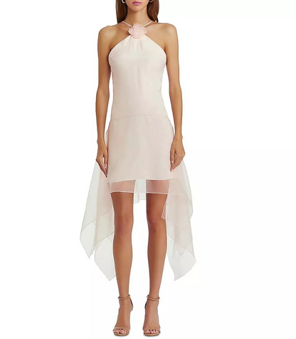 Amanda Uprichard Womens Natalie Mini Rosette Drapey Halter Dress, Size S, NWT