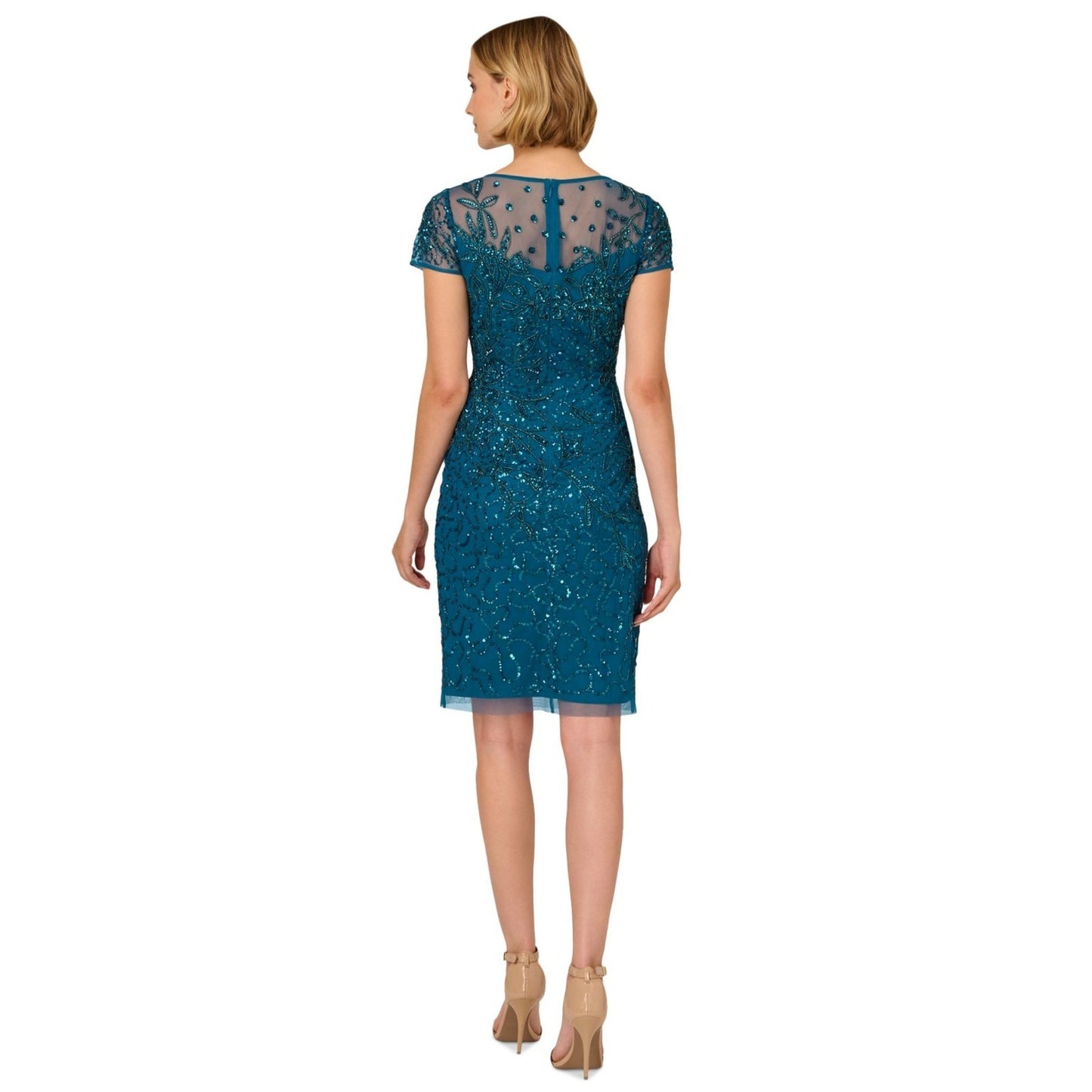 Adrianna Papell Women's Beaded Sheath Dress, Teal, Size 16, NWT, MSRP: 199$
