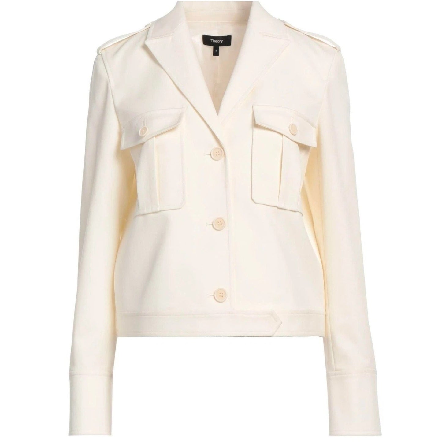 Theory Women's Boxy Military Jacket, Ivory size 6=12 retail $595.00, NWT