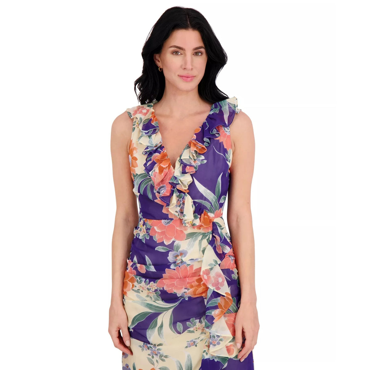 Kensie Women's Printed Ruffled High-Low Maxi Dress Size 0, MSRP: 139$