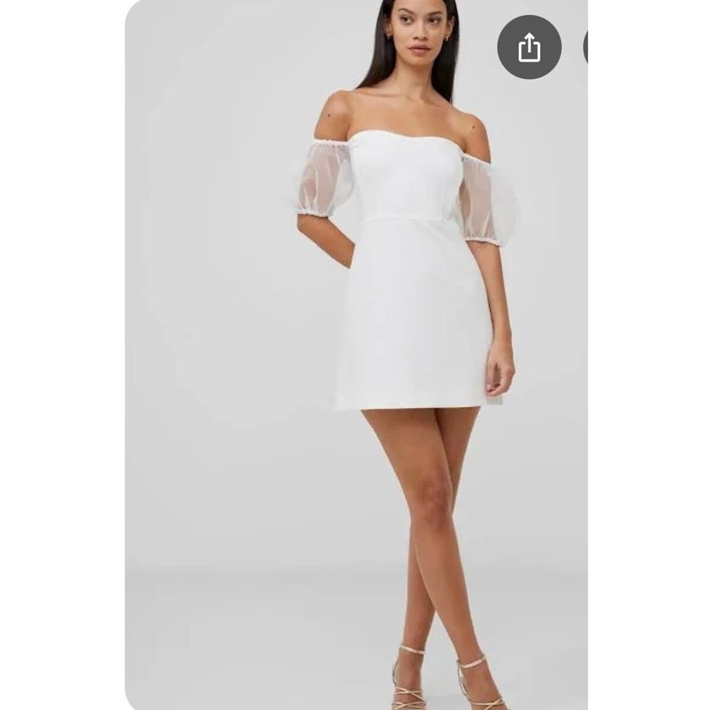 French Connection Whisper Puff Sleeve Dress Women's 4 Summer White Back Zip S/S