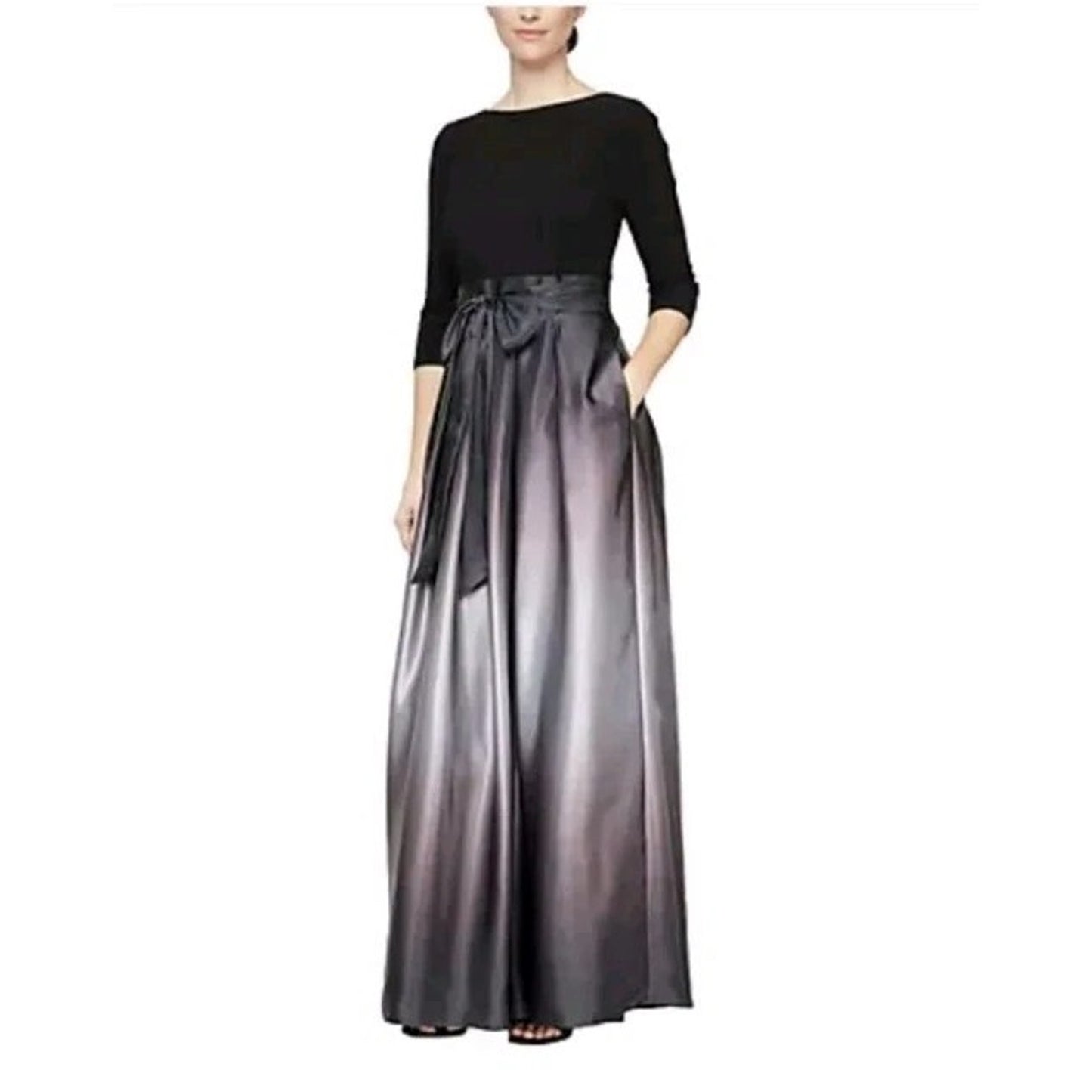 SLNY Womens Black Purple Ombre A-Line Formal Evening Dress Gown 16P, MSRP: 139$