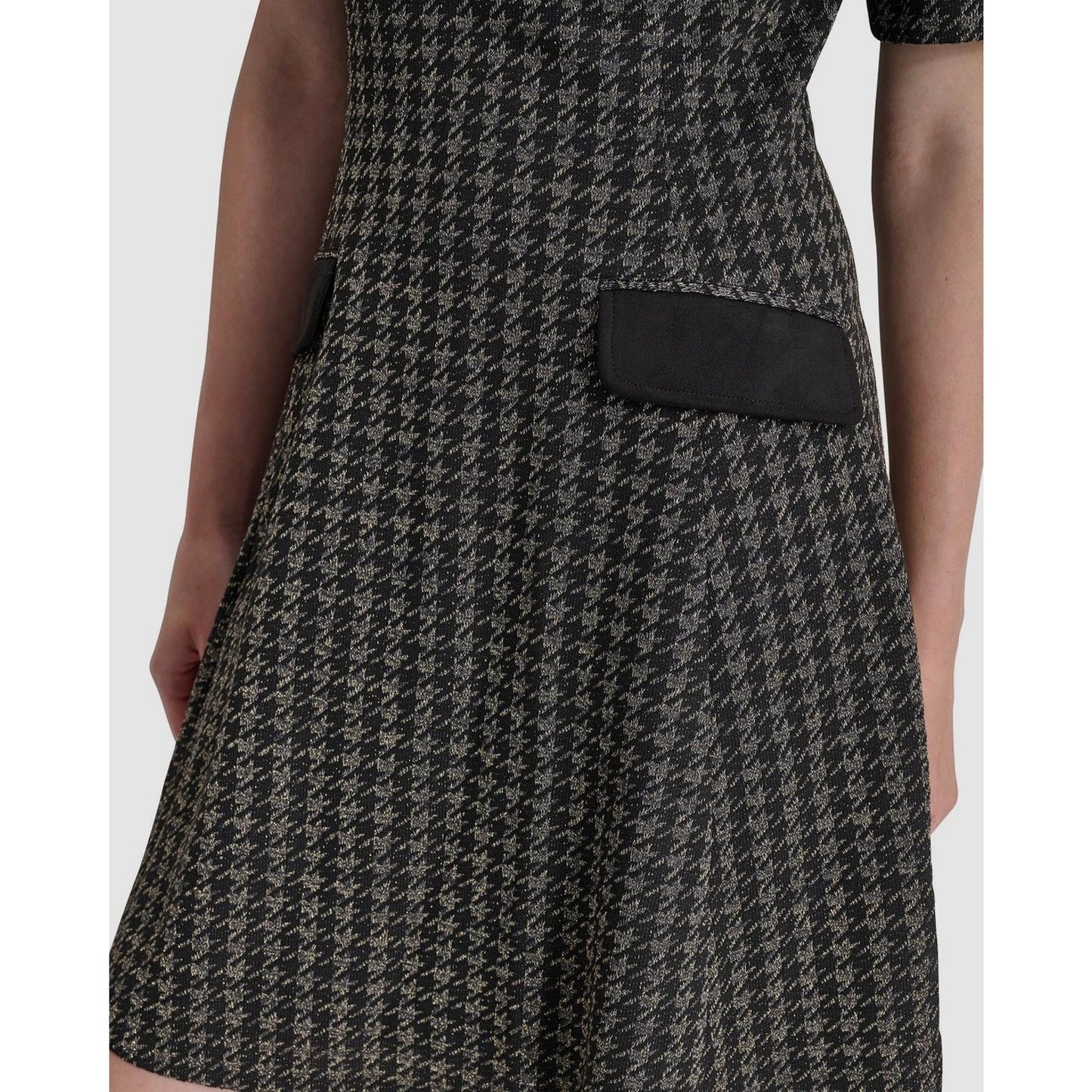 DKNY Women's Black Jewel-Neck Lined Short-Sleeve Fit & Flare Dress Size 14
