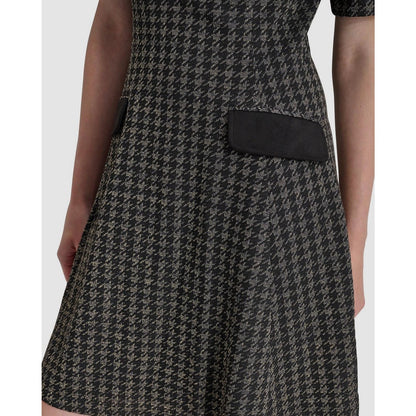 DKNY Women's Black Jewel-Neck Lined Short-Sleeve Fit & Flare Dress Size 14