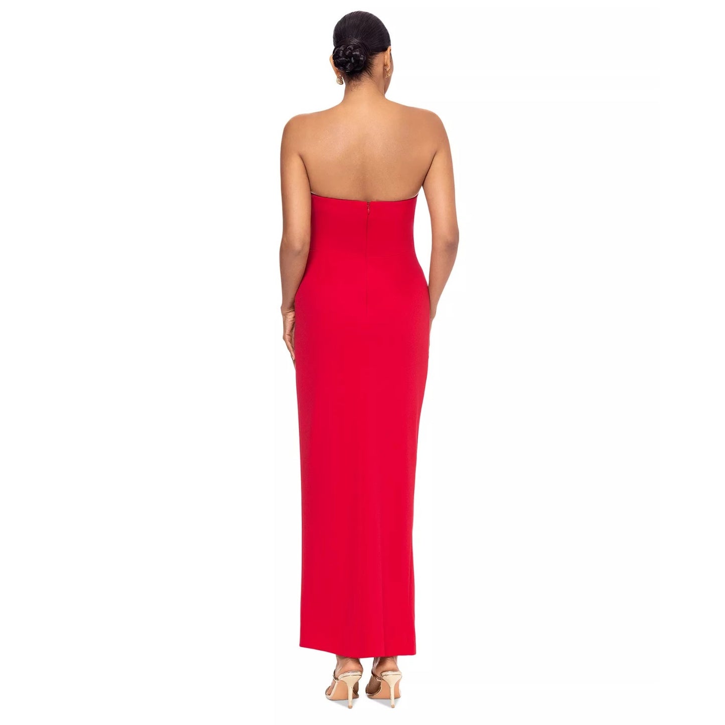 Betsy & Adam Red Strapless Scuba Crepe Gown Size14, MSRP: 249$