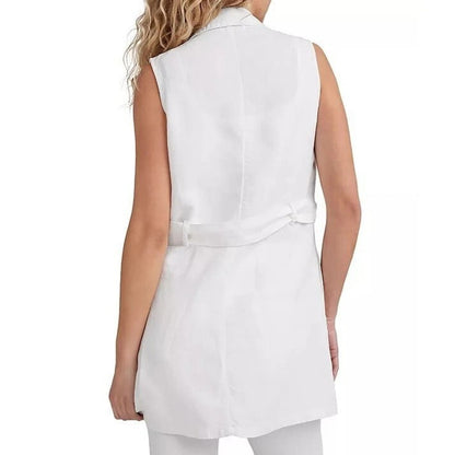 Bella Dahl Women's White Linen Belted Blazer Dress Size L (MSRP $245), Brand New