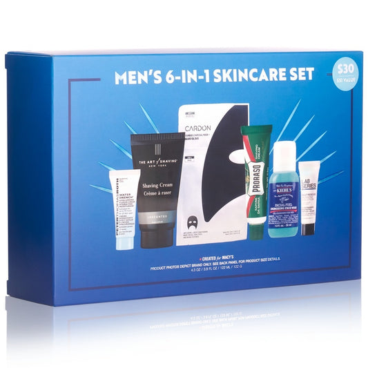 Macys HOMBRE SET DE CUIDADO DE LA PIEL 6 EN 1 Hidratante + Crema de Afeitar + Mascarilla + Limpiador + Loción