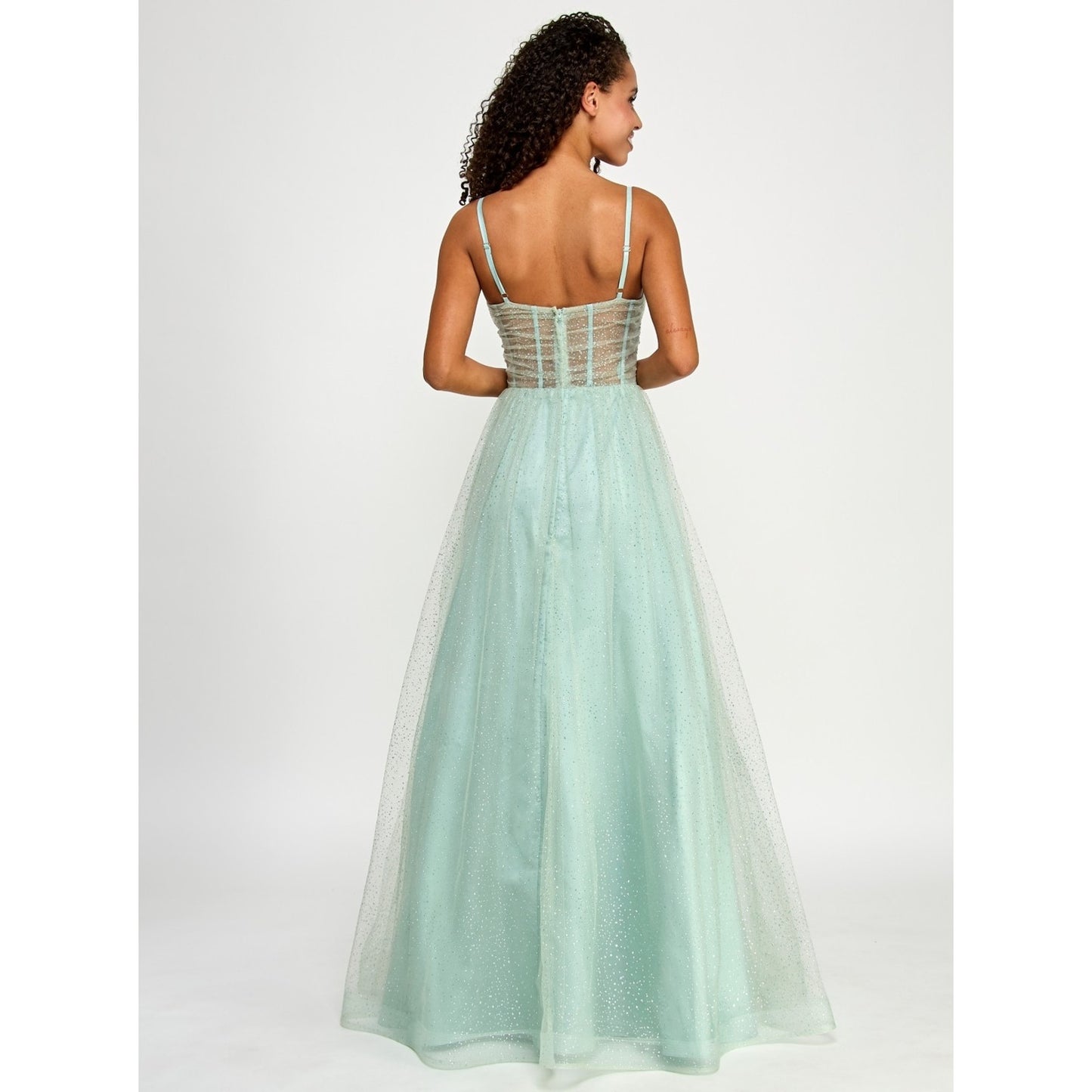 B Darlin Juniors' Glitter Mesh Corset Ball Gown Size 11/12, MSRP: 249$